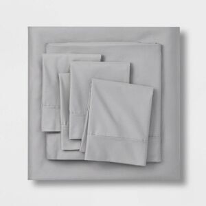 Full 6pc 800 Thread Count Solid Sheet Set Light Gr Light Gray